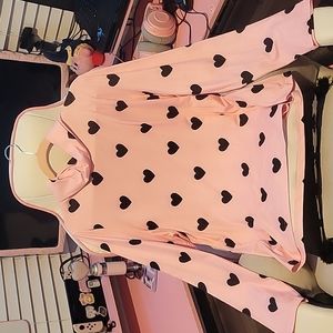 SheIn Plus Funnel Neck Heart Print Tee